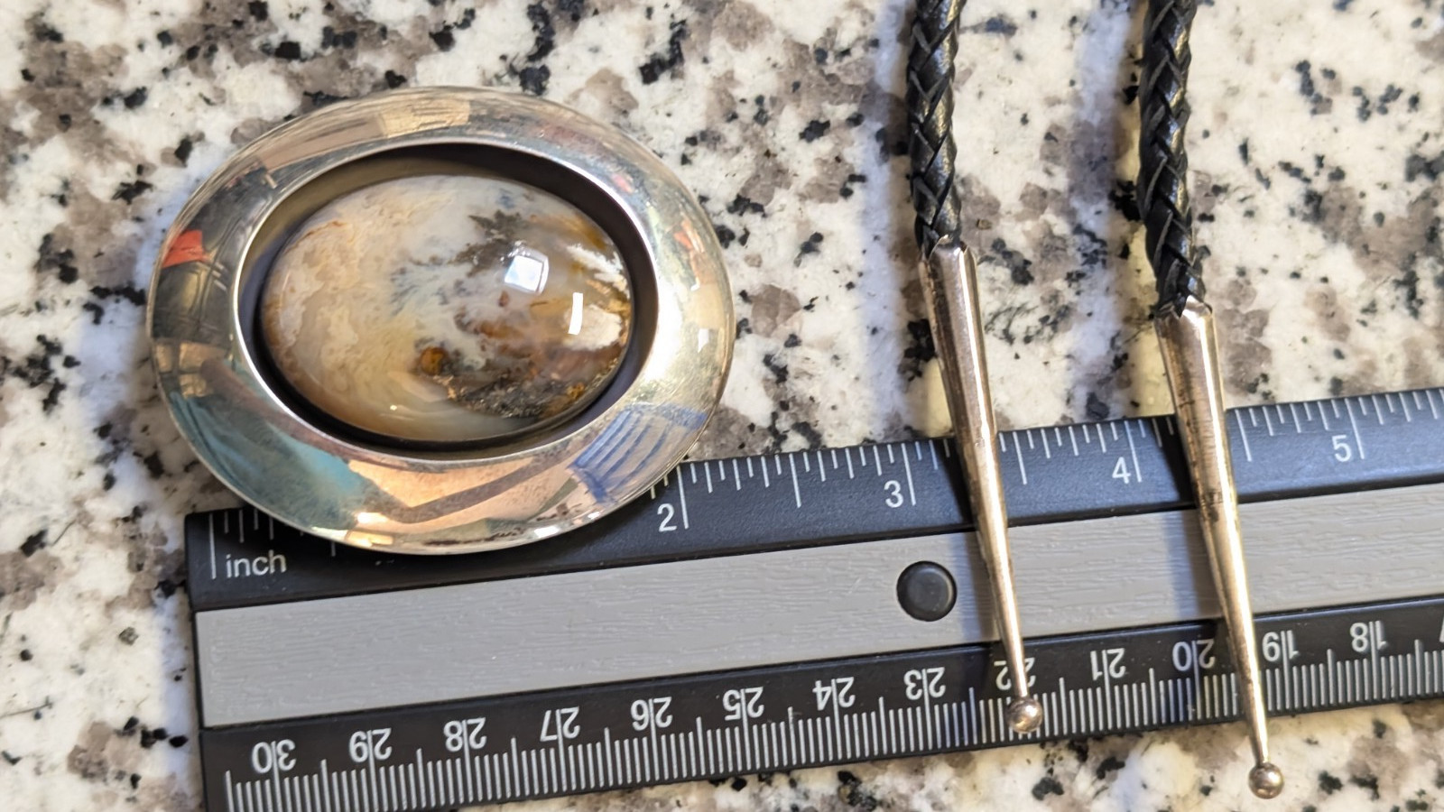 VTG STERLING SILVER BOLO SIGNED ABOUT 36 1/2″ LONG CORD BOLO WEIGHS 50.5+ GRAMS