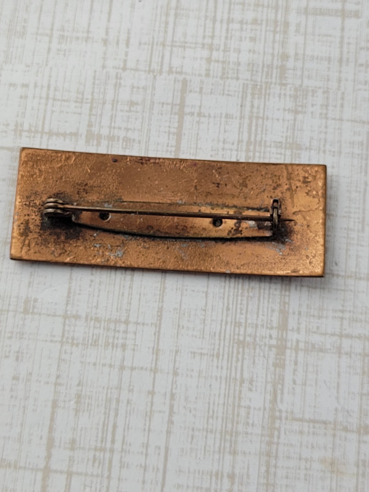 Vintage Retangular Copper Enamel Brooch Fall Colors 2″