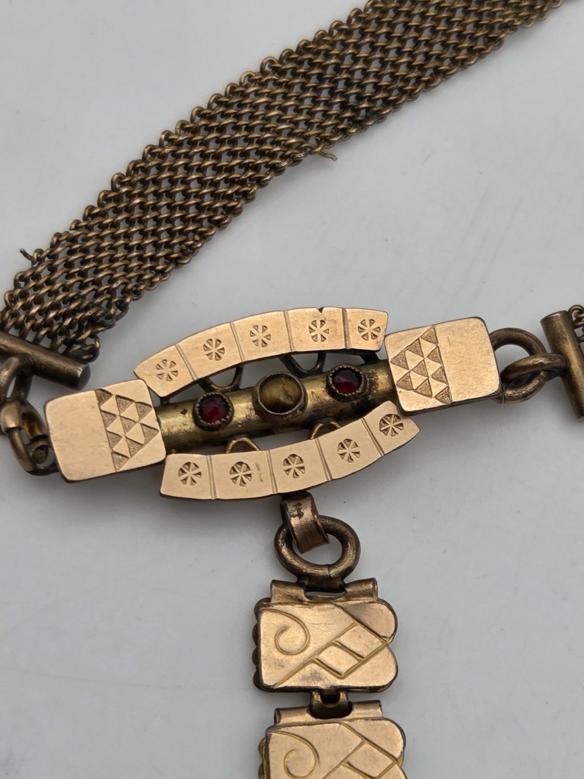 Antique Victorian Engraved Book/Mesh Chain with Engraved Locket Pendant