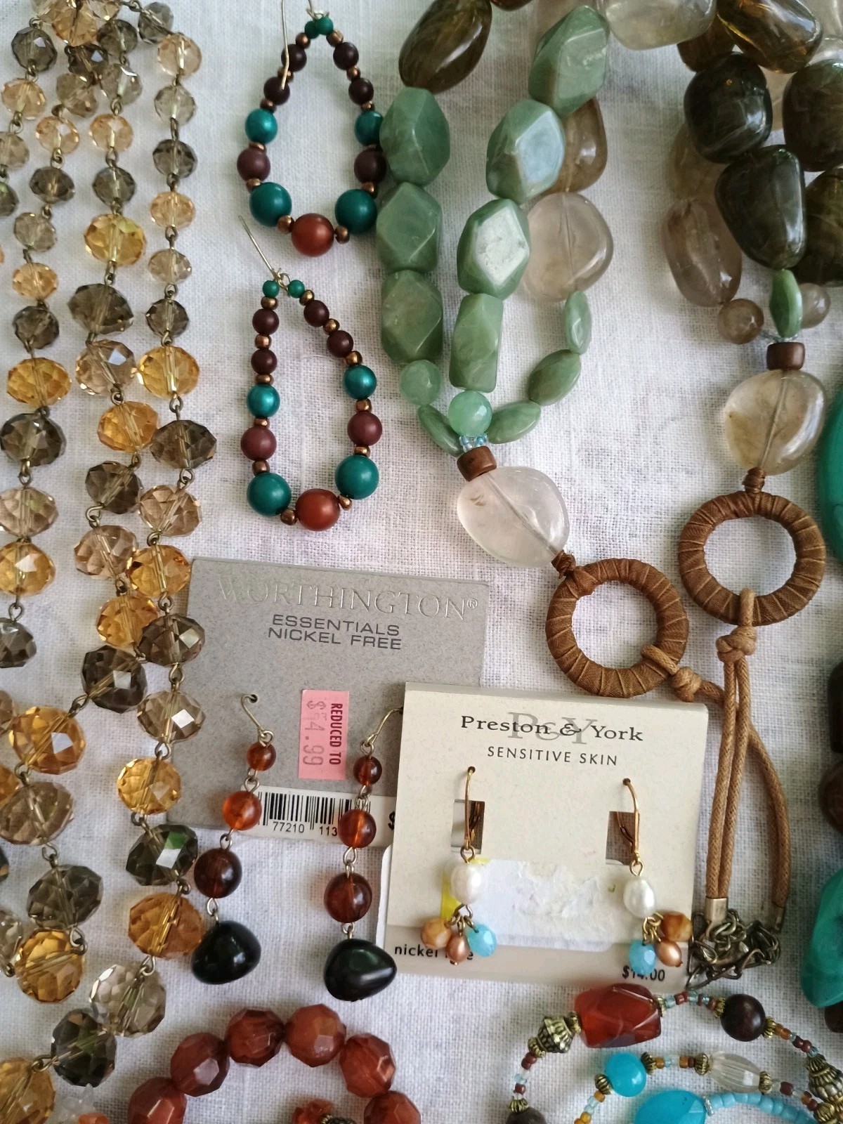 VTG Jewelry Lot Turquoise Green Earthy Colors Boho Necklaces Bracelets Resellers