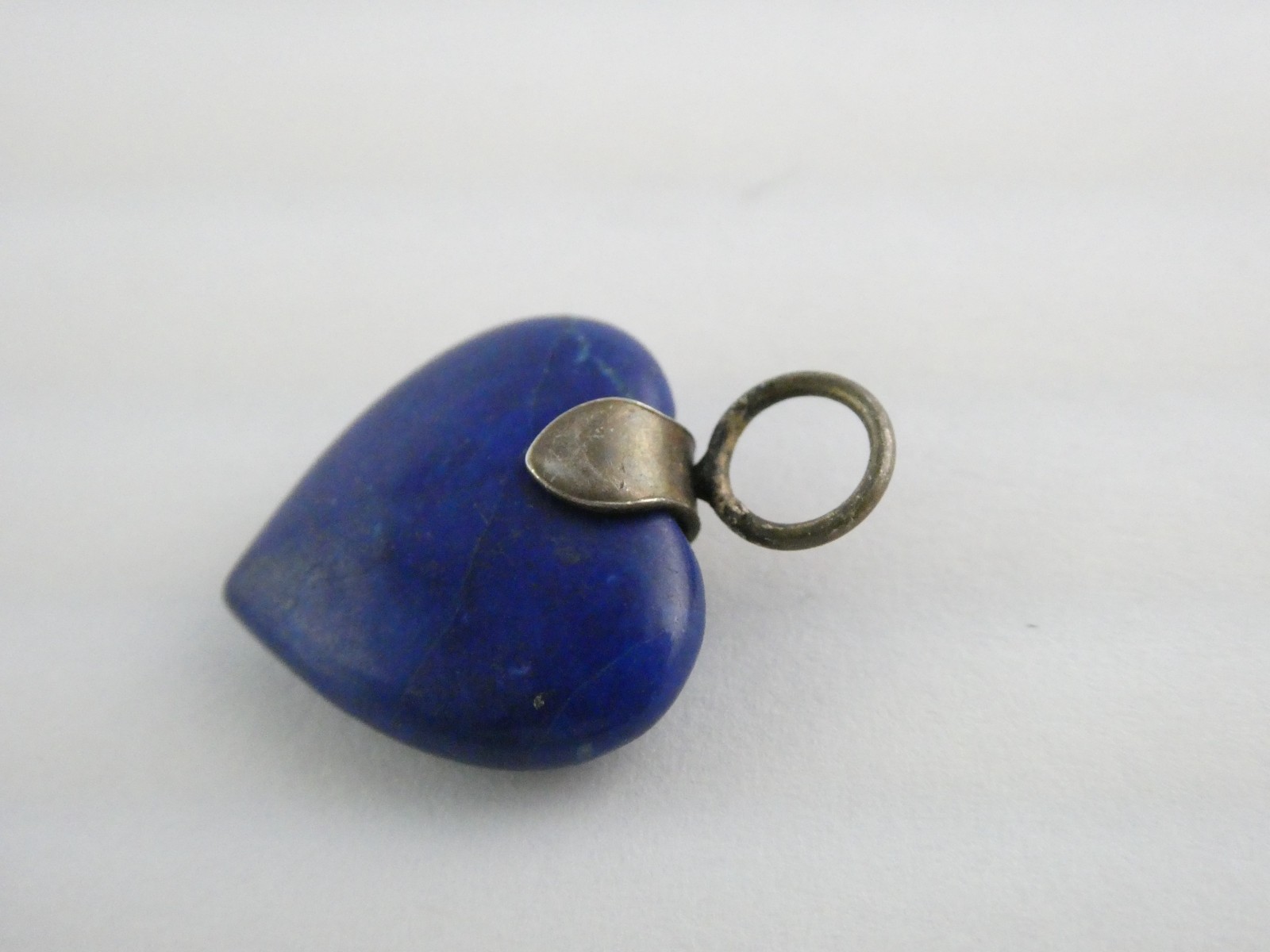 Sterling Silver Lapis Lazuli Heart Charm 1.9g NEEDS BAIL .75 Inch Length